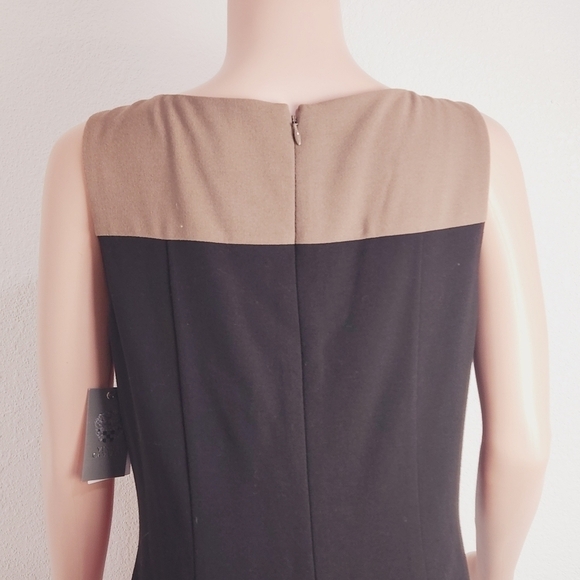 Vince Camuto Color Block Sheath Sleeveless Burnt Orange Black Brown Size: 14 - Picture 8 of 12